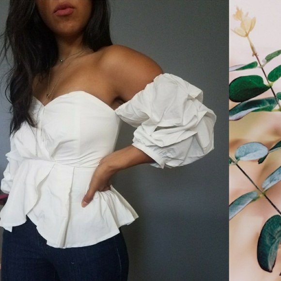 KARA WHITE OFF SHOULDER PUFF SLEEVE TOP - Picture 7 of 7